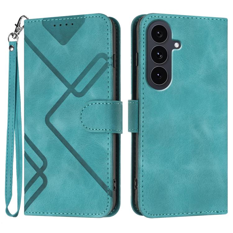 

For Samsung Galaxy S25 FE 5G Line Pattern Skin Feel Leather Phone Case(Light Blue)