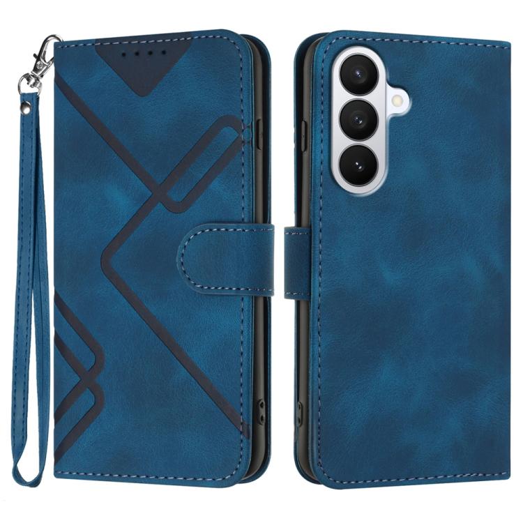 

For Samsung Galaxy S26 Pro 5G Line Pattern Skin Feel Leather Phone Case(Royal Blue)