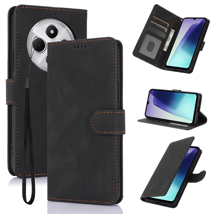 

For Redmi 14C 4G Fantasy Skin-feel Calfskin Texture Leather Phone Case(Black)
