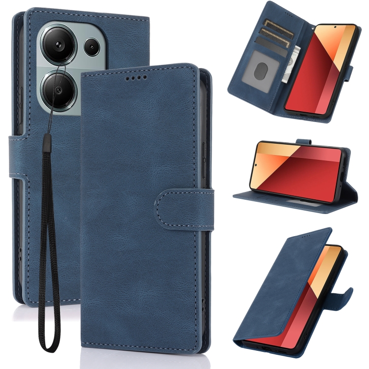 

For Redmi Note 13 Pro 4G Global Fantasy Skin-feel Calfskin Texture Leather Phone Case(Blue)
