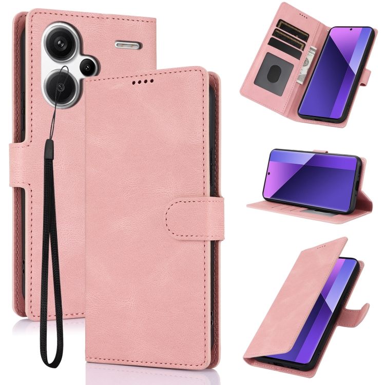 

For Redmi Note 13 Pro+ 5G Fantasy Skin-feel Calfskin Texture Leather Phone Case(Pink)