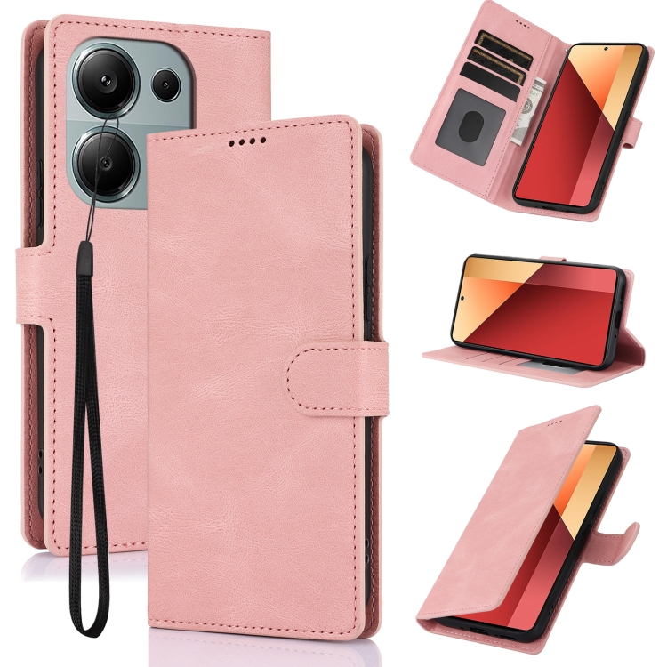 

For Redmi Note 13 4G Global Fantasy Skin-feel Calfskin Texture Leather Phone Case(Pink)