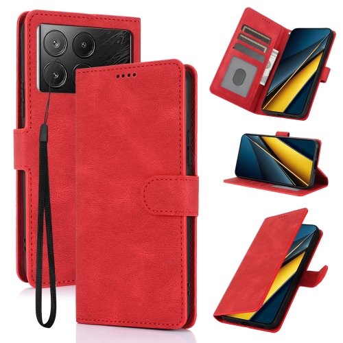 

For Redmi K70E Fantasy Skin-feel Calfskin Texture Leather Phone Case(Red)