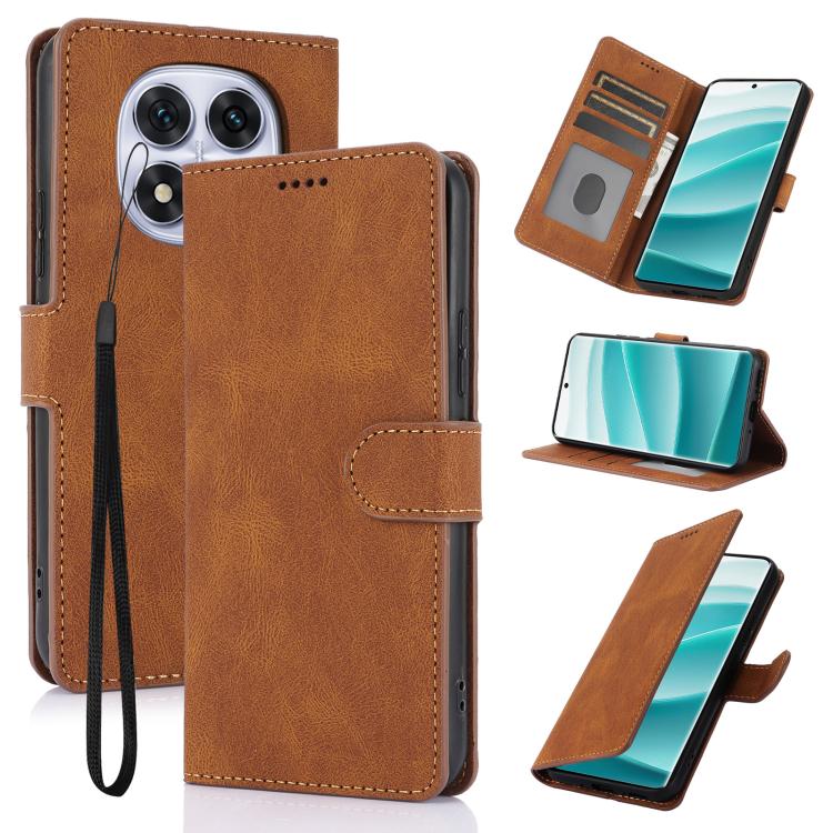 

For Redmi Note 14 Pro 5G Fantasy Skin-feel Calfskin Texture Leather Phone Case(Brown)