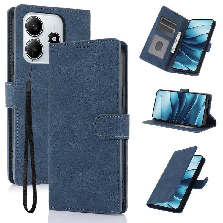 

For Redmi Note 14 4G 163.25mm Fantasy Skin-feel Calfskin Texture Leather Phone Case(Blue)