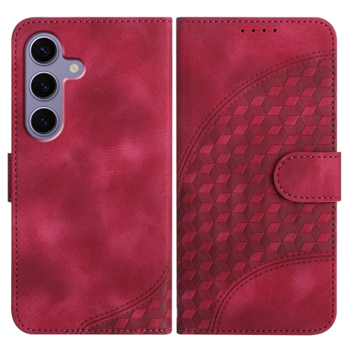 

For Samsung Galaxy S25 5G YX0060 Elephant Head Embossed Phone Leather Case with Lanyard(Rose Red)