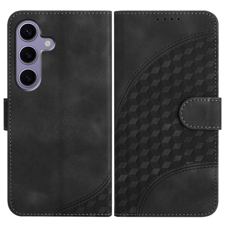 

For Samsung Galaxy S25 5G Elephant Head Embossed Phone Leather Case with Lanyard(Black)