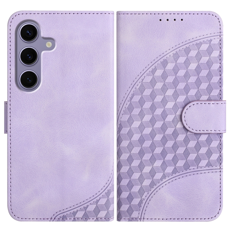 

For Samsung Galaxy S25 5G Elephant Head Embossed Phone Leather Case with Lanyard(Light Purple)