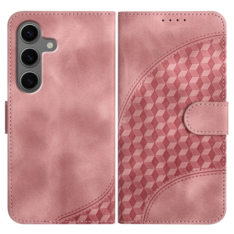 

For Samsung Galaxy S25+ 5G Elephant Head Embossed Phone Leather Case with Lanyard(Pink)