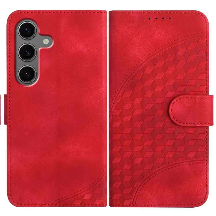 

For Samsung Galaxy S25+ 5G Elephant Head Embossed Phone Leather Case with Lanyard(Red)