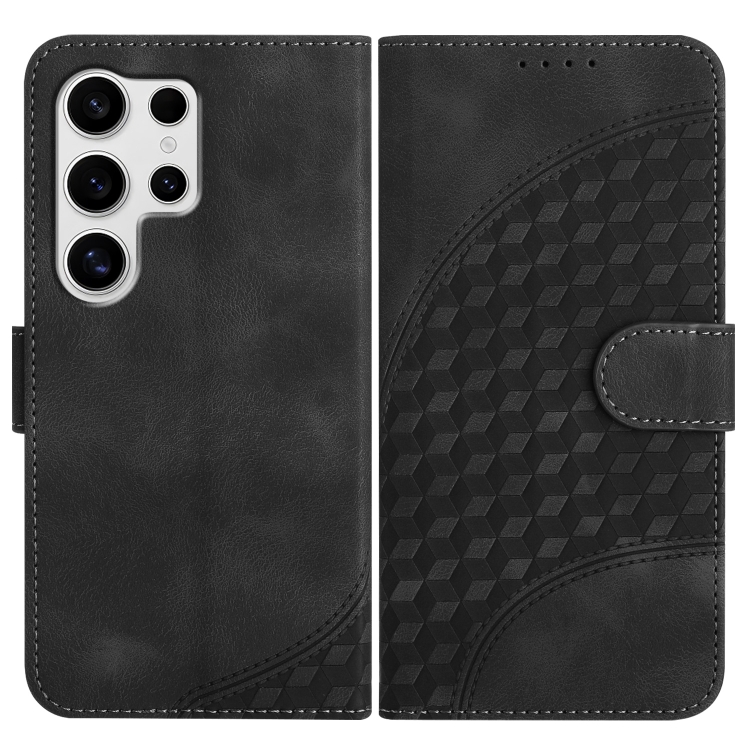 

For Samsung Galaxy S25 Ultra 5G Elephant Head Embossed Phone Leather Case with Lanyard(Black)