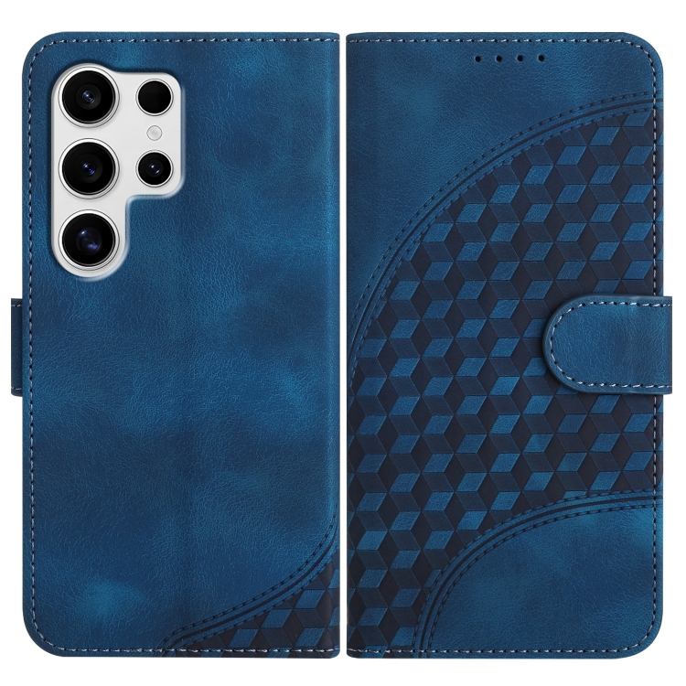 

For Samsung Galaxy S25 Ultra 5G Elephant Head Embossed Phone Leather Case with Lanyard(Royal Blue)