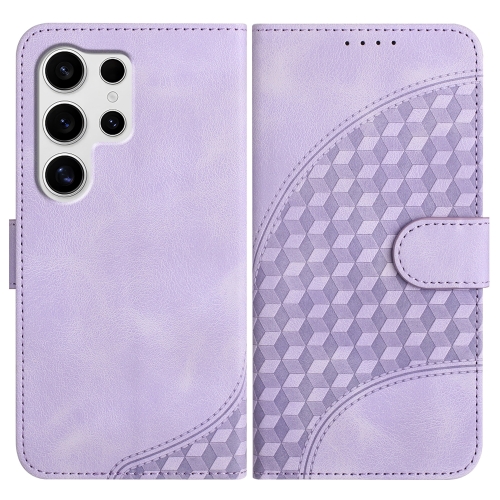 

For Samsung Galaxy S25 Ultra 5G YX0060 Elephant Head Embossed Phone Leather Case with Lanyard(Light Purple)