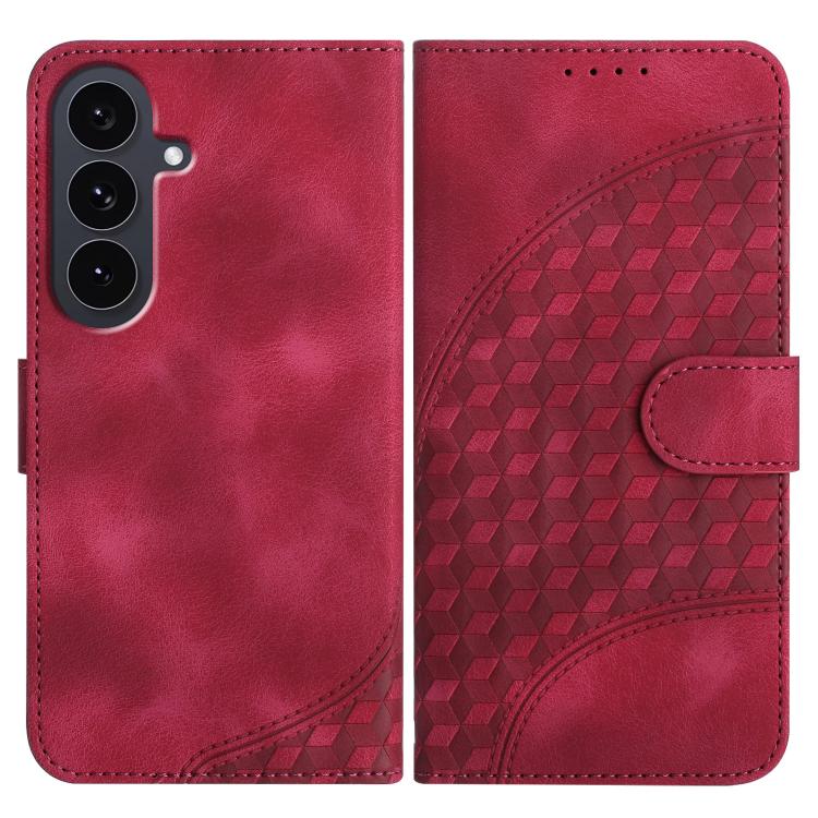 

For Samsung Galaxy S25 FE 5G Elephant Head Embossed Phone Leather Case with Lanyard(Rose Red)