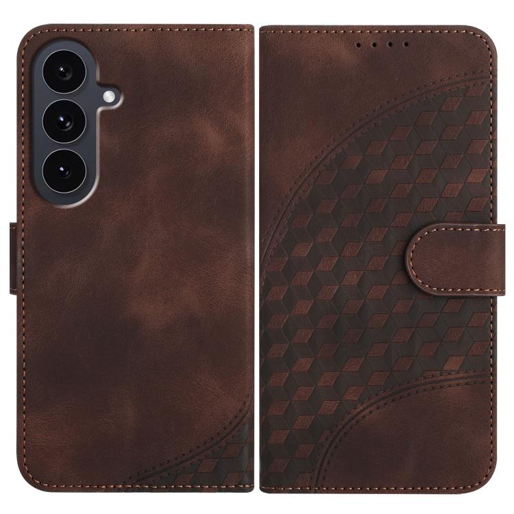 

For Samsung Galaxy S25 FE 5G Elephant Head Embossed Phone Leather Case with Lanyard(Coffee)