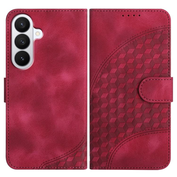 

For Samsung Galaxy S26 5G Elephant Head Embossed Phone Leather Case with Lanyard(Rose Red)