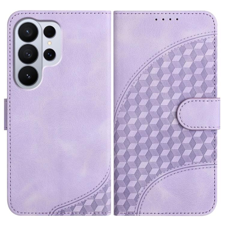 

For Samsung Galaxy S26 Ultra 5G Elephant Head Embossed Phone Leather Case with Lanyard(Light Purple)