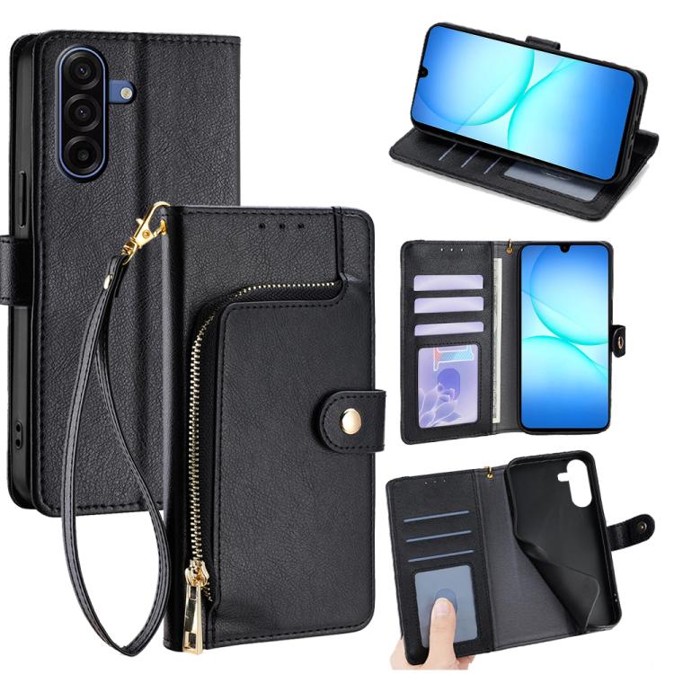 

For Samsung Galaxy A17 5G Zipper Bag Leather Phone Case(Black)