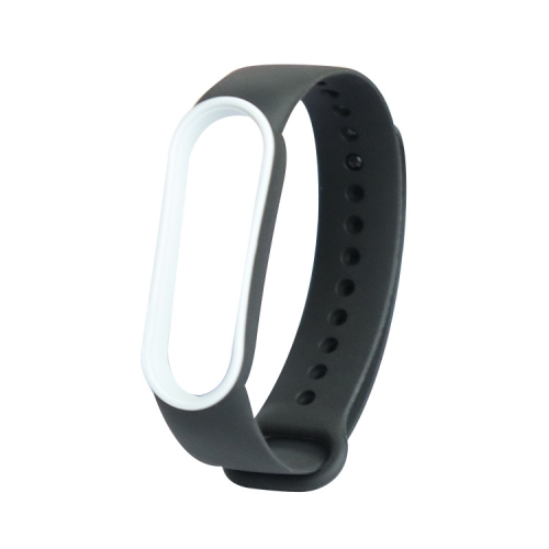 For Xiaomi Mi Band 5 Two-color TPE Watch Band(Black+White) basketball playbook wristband wrist football football wristband football playbook football wristband