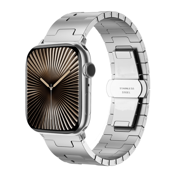 

For Apple Watch 46mm / 49mm / 45mm / 44mm Side Release Stainless Steel Watch Band(Silver)