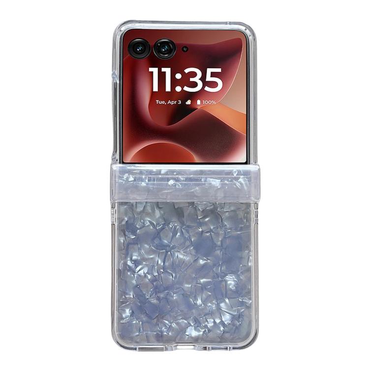 

For Motorola Razr 60 Ultra Three-piece Set Pearlescent Shell Texture Phone Case(White)