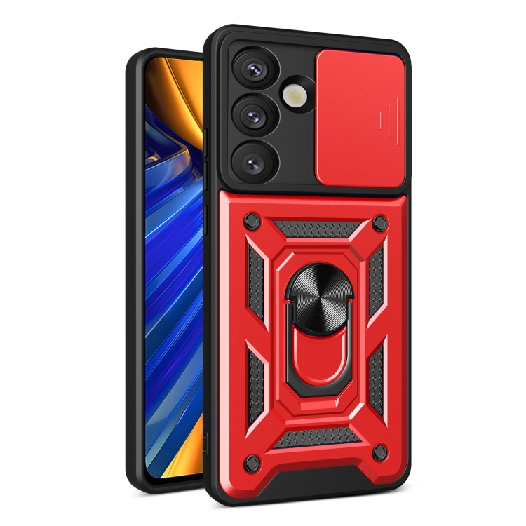 

For Samsung Galaxy S25 5G Sliding Camera Cover Design TPU+PC Phone Case(Red)