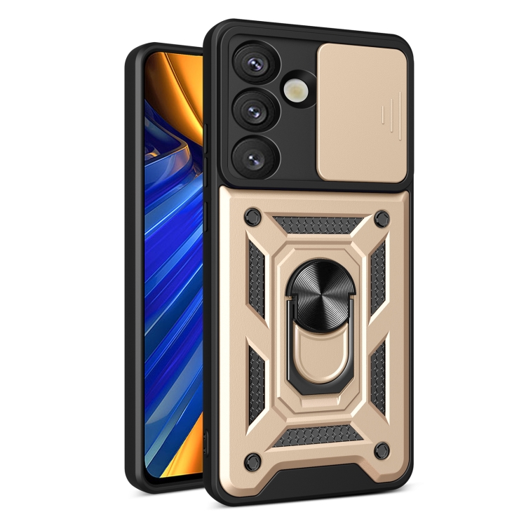 

For Samsung Galaxy S25 5G Sliding Camera Cover Design TPU+PC Phone Case(Gold)