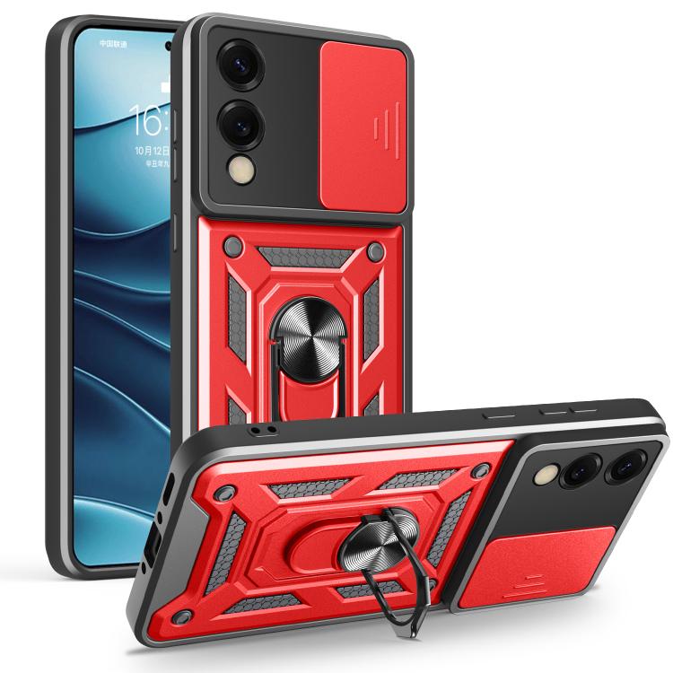 

For Samsung Galaxy S25 Edge 5G Sliding Camera Cover Design TPU+PC Phone Case(Red)