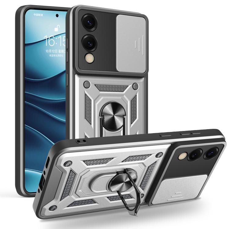 

For Samsung Galaxy S25 Edge 5G Sliding Camera Cover Design TPU+PC Phone Case(Silver)