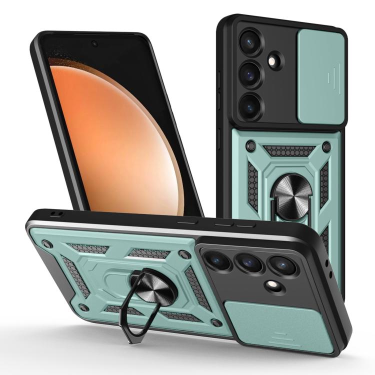 

For Samsung Galaxy S25 FE 5G Sliding Camera Cover Design TPU+PC Phone Case(Green)