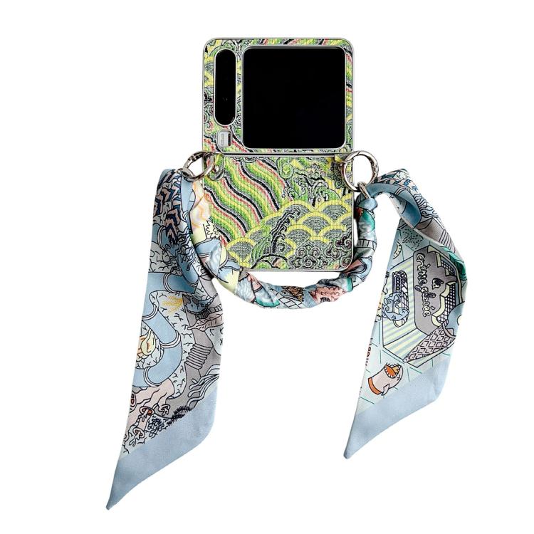 

For Huawei Pura X Propitious Clouds Embroidery Full Coverage Phone Case with Scarf / Bracelet(Green)