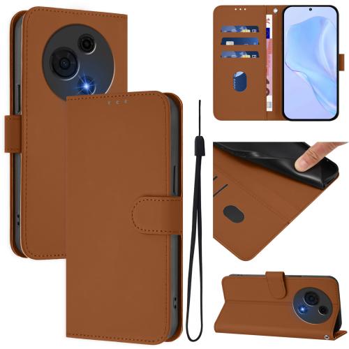 

For TCL 60 NxtPaper Skin Feel Solid Color Leather Phone Case with Lanyard(Brown)