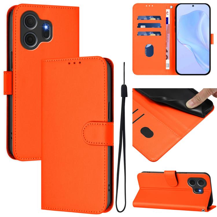 

For TCL Nxtpaper 70 Pro 5G Skin Feel Solid Color Leather Phone Case with Lanyard(Orange)