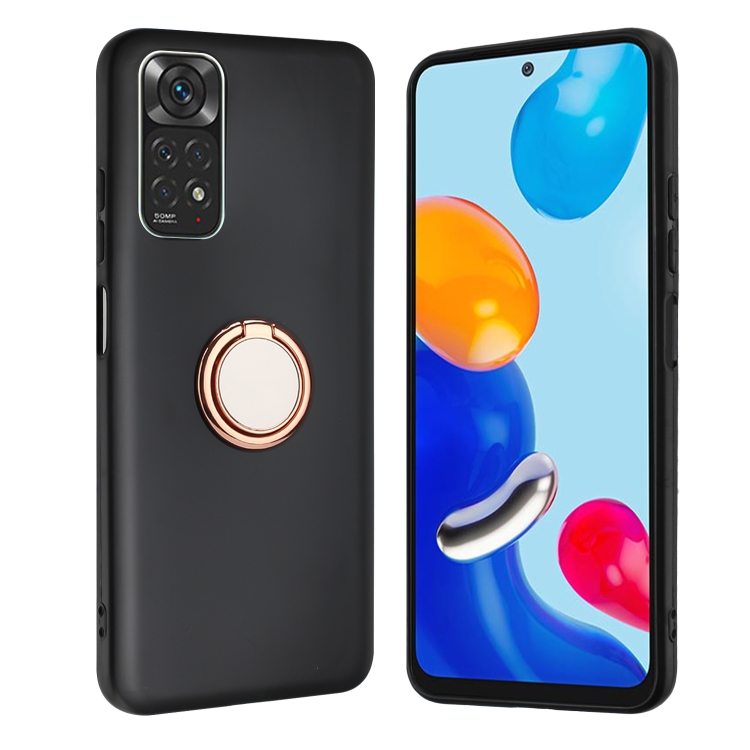 

For Redmi Note 12 Pro 4G / 11 Pro Global Matte Ring Holder TPU Phone Case(Rose Gold)