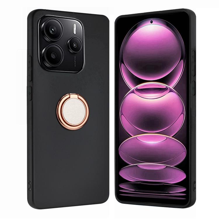 

For Redmi Note 14 4G 164.84mm EU Version Matte Ring Holder TPU Phone Case(Rose Gold)