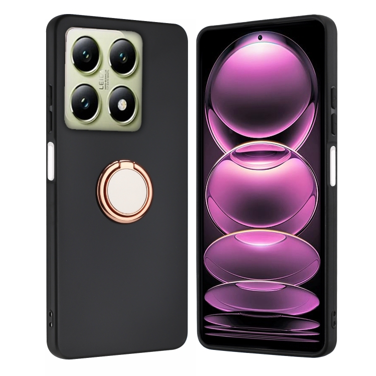 

For Xiaomi 14T Pro Matte Ring Holder TPU Phone Case(Rose Gold)