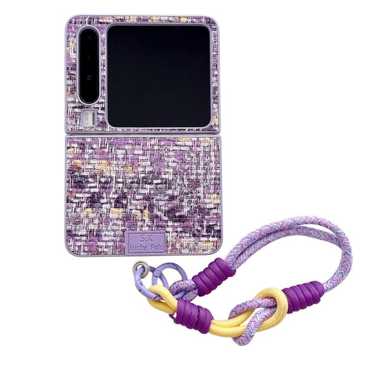 

For Huawei Pura X Illusory Color Weaving Texture Phone Case with Color Strap(Purple)