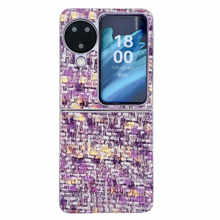 

For OPPO Find N3 Flip Illusory Color Weaving Texture Phone Case(Purple)
