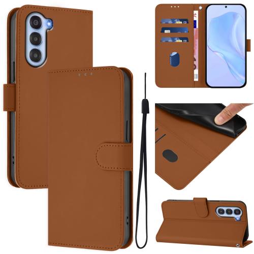 

For ZTE Nubia S 5G A403ZT Skin Feel Solid Color Leather Phone Case with Lanyard(Brown)