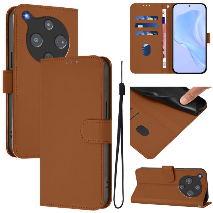 

For ZTE Nubia P9 Pro 5G/Optus X Pro 2 5G Skin Feel Solid Color Leather Phone Case with Lanyard(Brown)