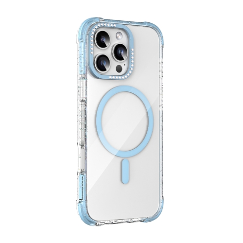 

For iPhone 16 Pro Mutural Blink Series Glitter Edge MagSafe Magnetic Phone Case(Blue)