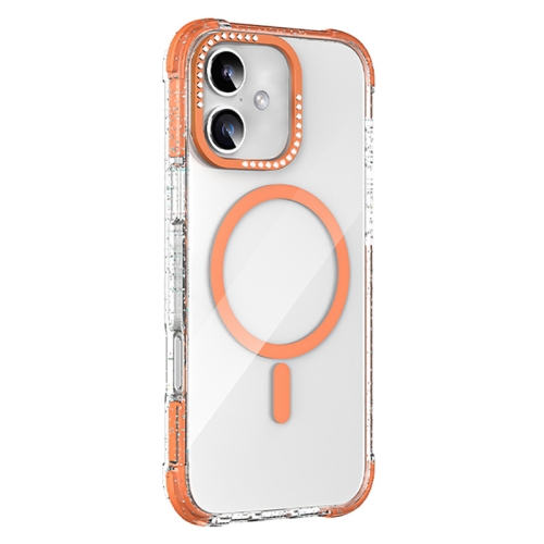 

For iPhone 16 Mutural Blink Series Glitter Edge MagSafe Magnetic Phone Case(Orange)