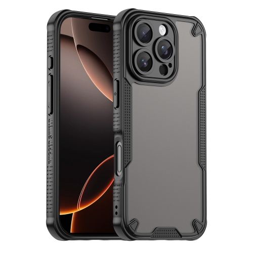 

For iPhone 16 Pro Armor Glaze PC Hybrid TPU Phone Case(Black)