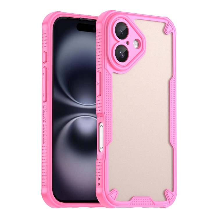 

For iPhone 16 Armor Glaze PC Hybrid TPU Phone Case(Pink)