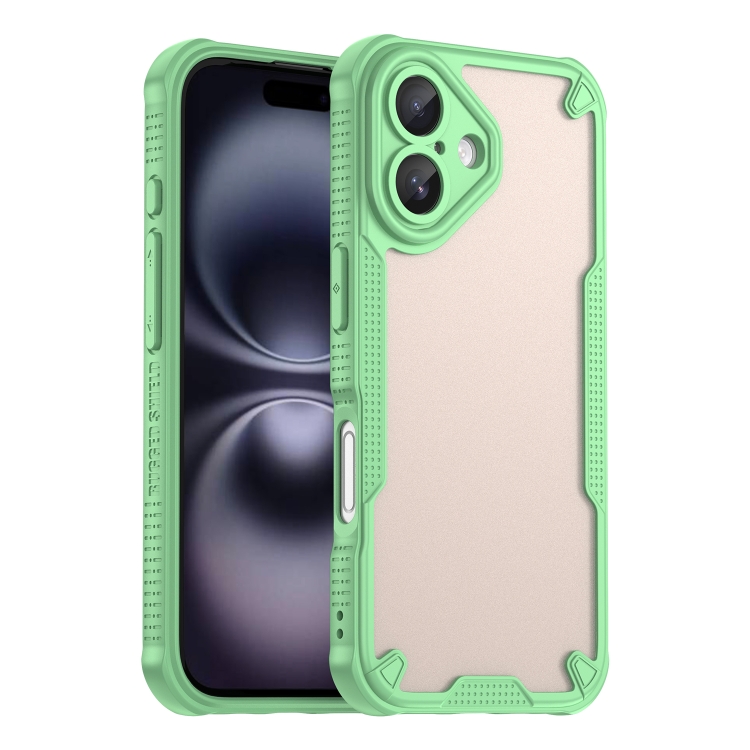 

For iPhone 16 Armor Glaze PC Hybrid TPU Phone Case(Green)
