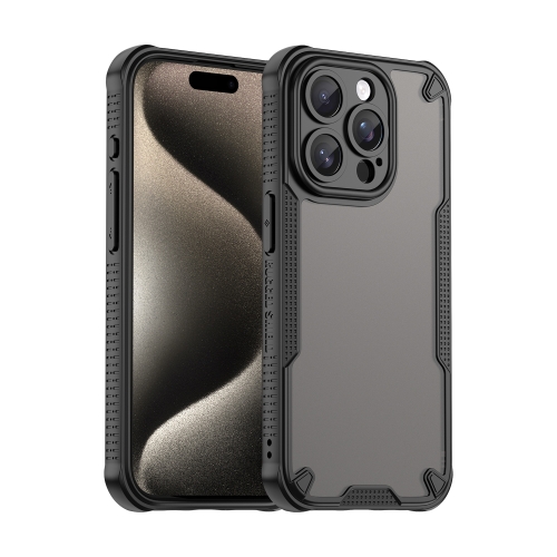 

For iPhone 15 Pro Max Armor Glaze PC Hybrid TPU Phone Case(Black)