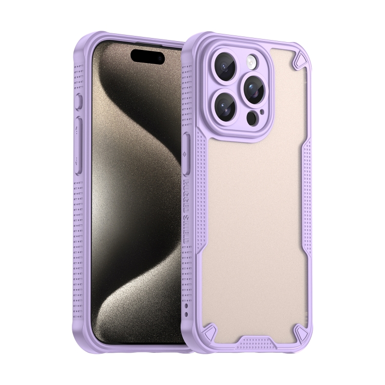 

For iPhone 15 Pro Max Armor Glaze PC Hybrid TPU Phone Case(Purple)