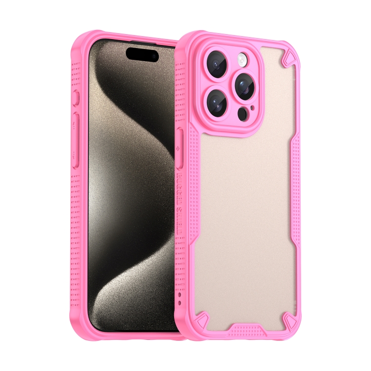 

For iPhone 15 Pro Armor Glaze PC Hybrid TPU Phone Case(Pink)