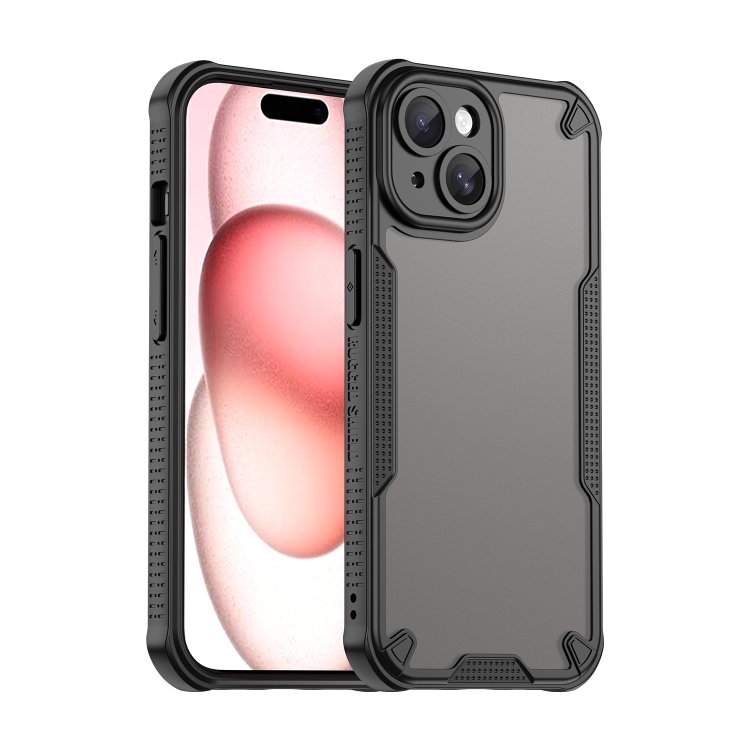 

For iPhone 15 Plus Armor Glaze PC Hybrid TPU Phone Case(Black)