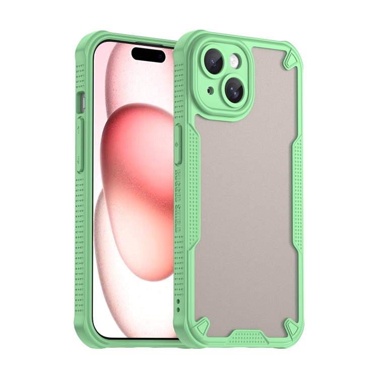 

For iPhone 15 Plus Armor Glaze PC Hybrid TPU Phone Case(Green)